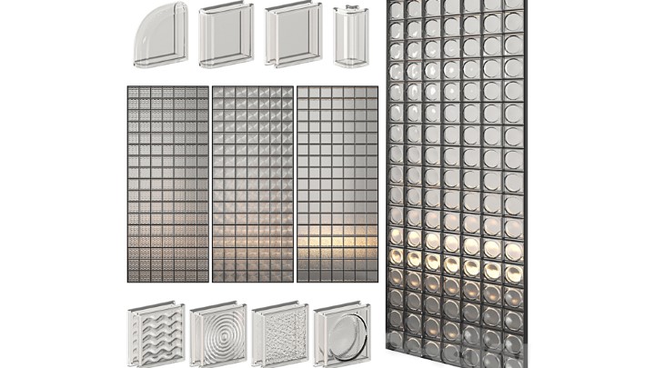 渲染模型_透明砖墙001