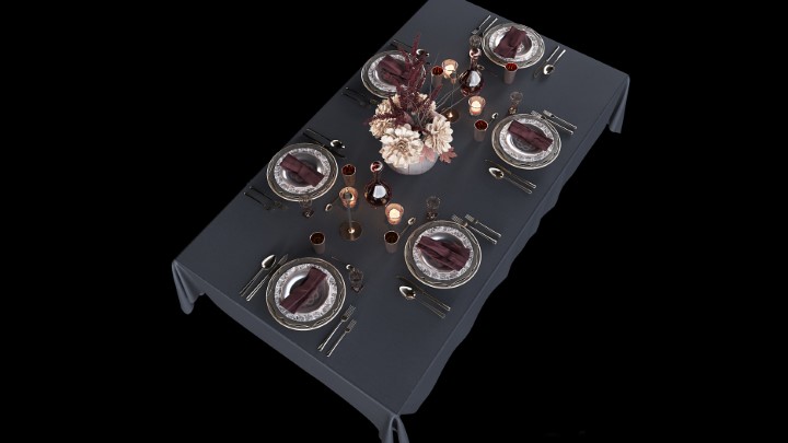 渲染模型_餐具套装023