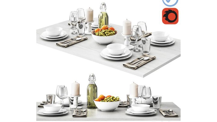 渲染模型_餐桌套装002