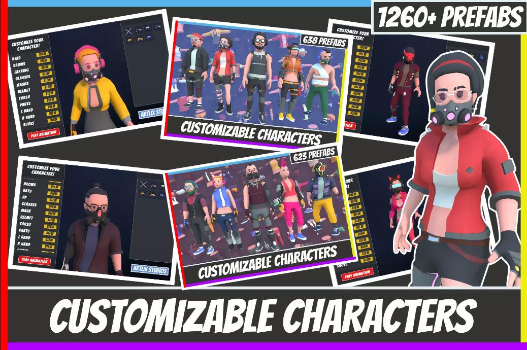 Customizable 3D Cyberpunk Characters v1.0卡通角色