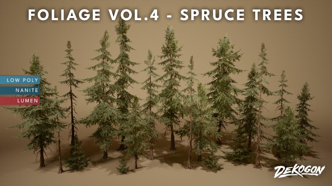 Foliage VOL.4 – Spruce Trees (Nanite and Low Poly) 5.3树木