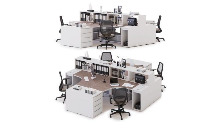 渲染模型_办公家具组合041