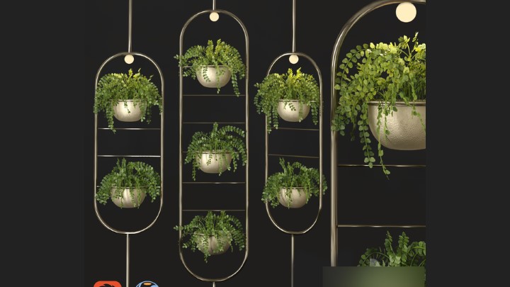 渲染模型_室内植物隔板001