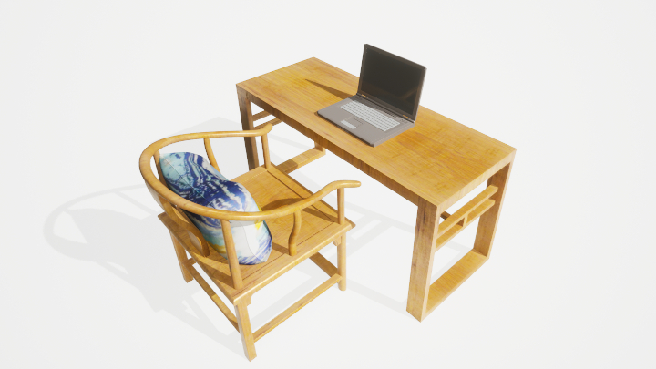 渲染模型_电脑桌椅001
