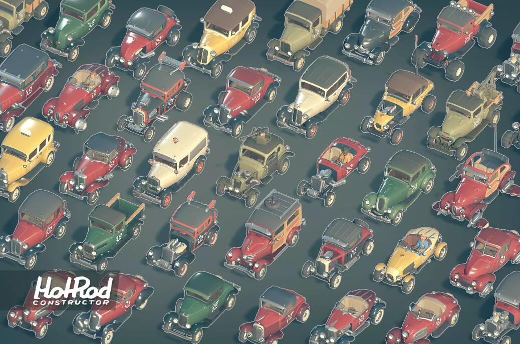 Hot Rod Constructor Modular Lowpoly Vintage Cars v2.0卡通车