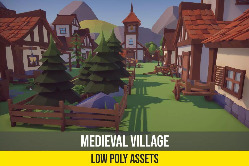 Low Poly Fantasy Medieval Village v1.42 (URP version)卡通村庄