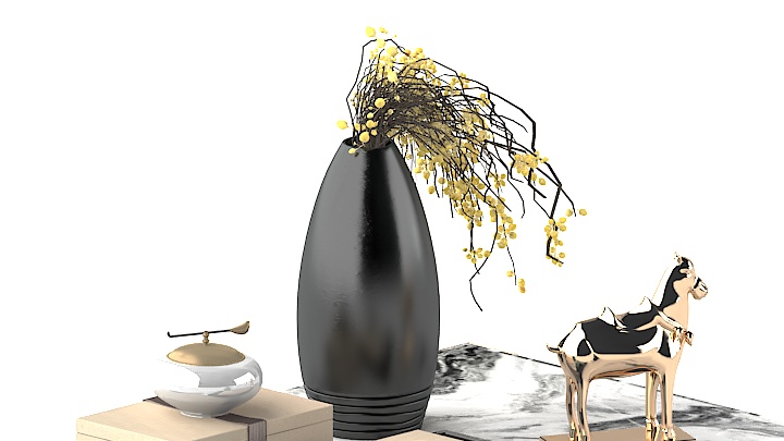 渲染模型_花瓶盆栽019