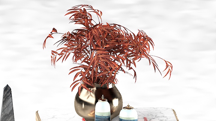 渲染模型_花瓶盆栽028