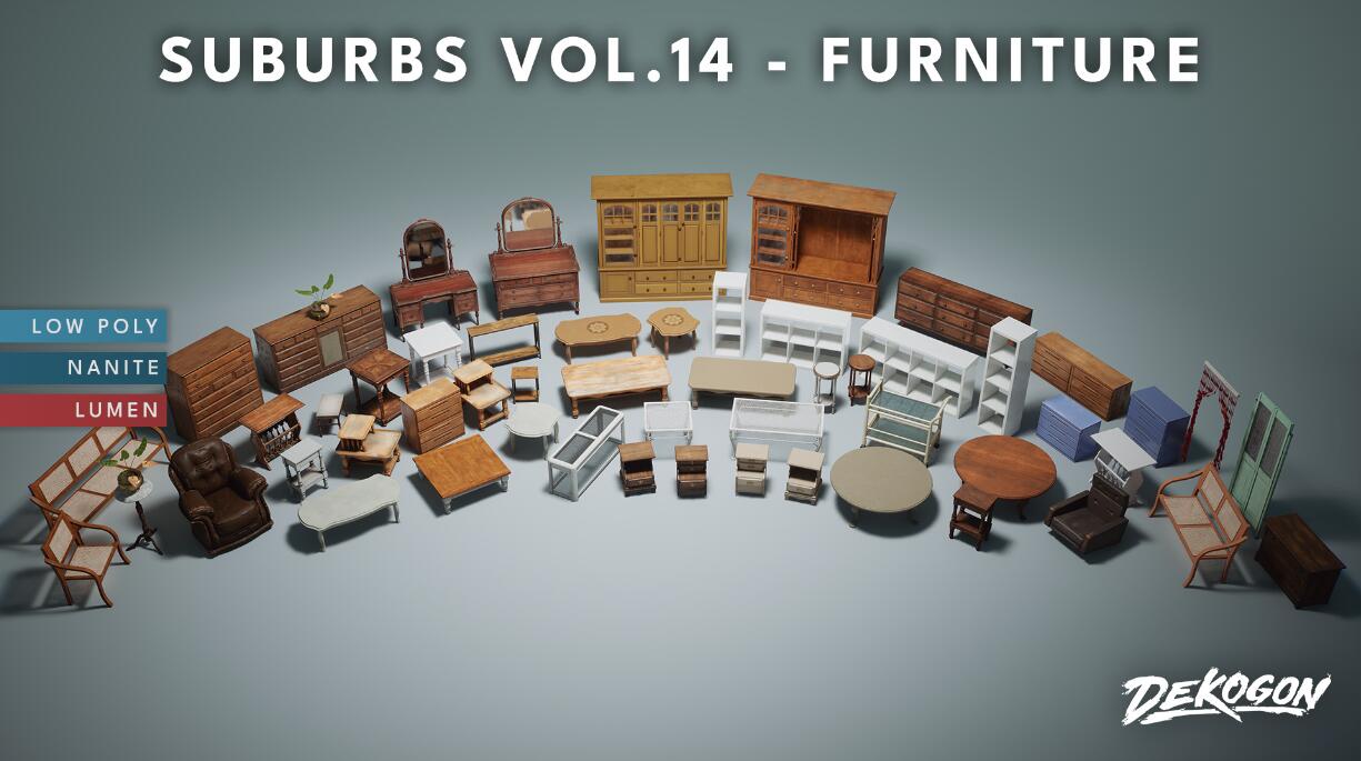 Suburbs VOL.14 – Furniture (Nanite and Low Poly) 5.4家居